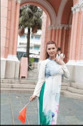Maria Ozawa poses in front of the Pink Church in Ho Chi Minh City, Vietnm. Maria Ozawa Embraces Vietnamese Culture in Ao Dai While Exploring Ho Chi Minh City's Historic Gems